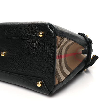 Burberry Derby Calfskin House Check Medium Banner Tote Black 8 of 8