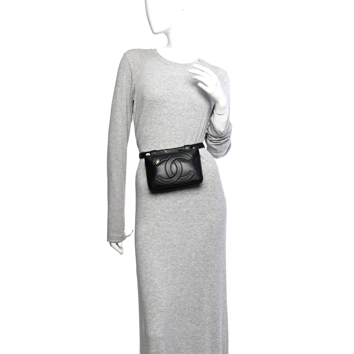 Lambskin CC Mania Waist Belt Bag Black