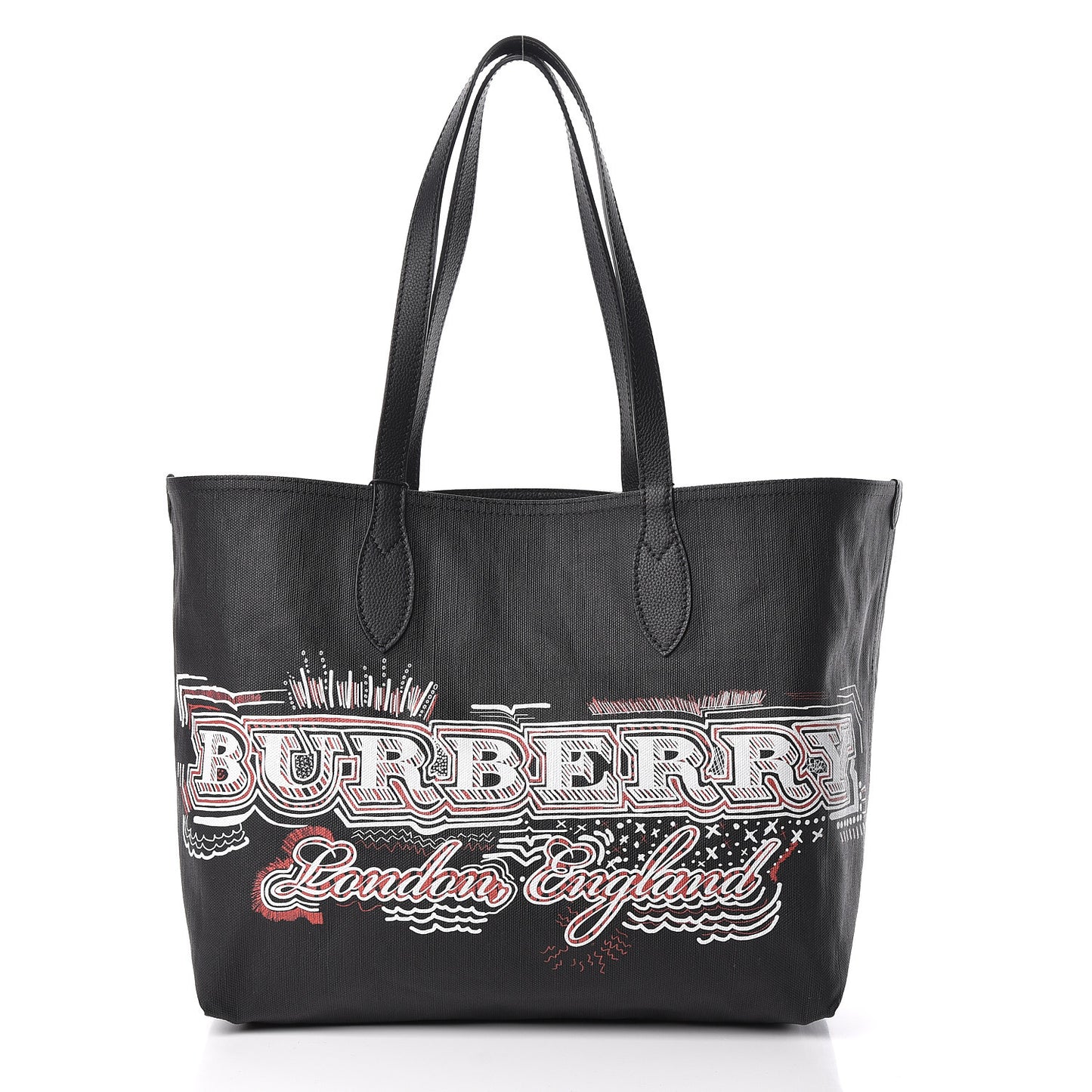 Coated Canvas Mega Check Medium Doodle Tote Black