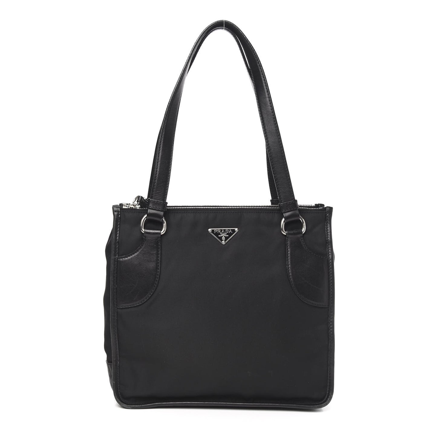 Calfskin Tessuto Nylon Tote Black