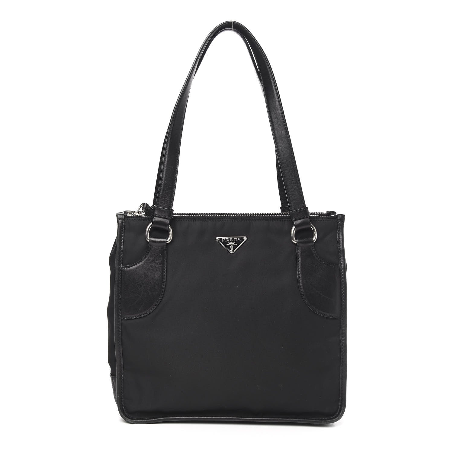 Prada Calfskin Tessuto Nylon Tote Black 1 of 10