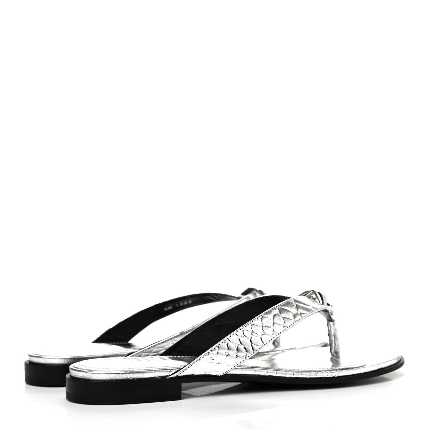 Calfskin G Chain Thong Sandals 38.5 Silver