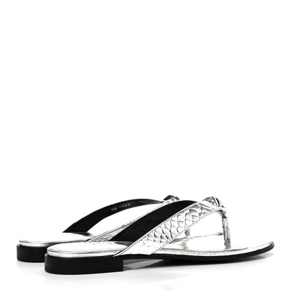 Givenchy Calfskin G Chain Thong Sandals 38.5 Silver 3 of 4