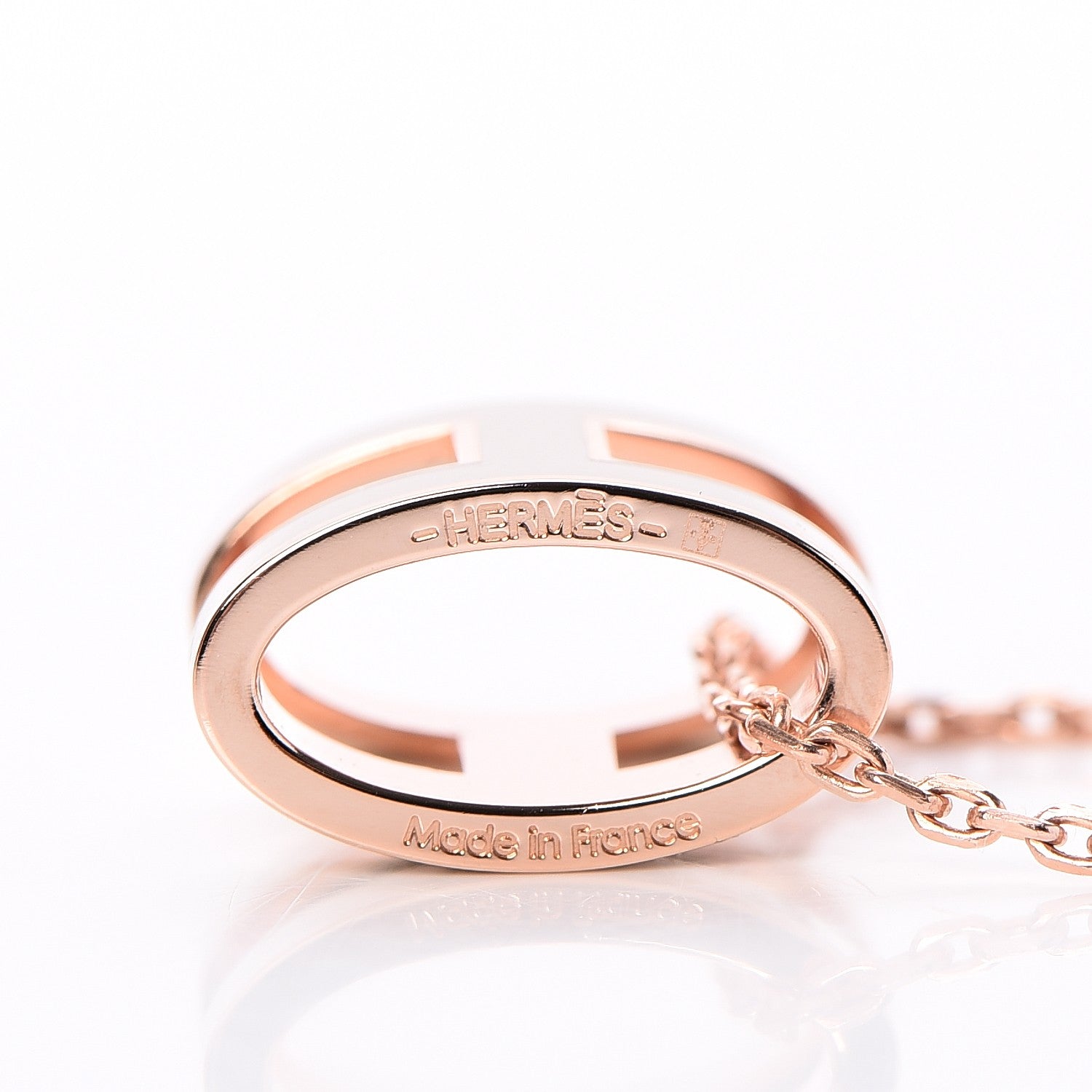 Hermes Lacquered Rose Gold Pop H Pendant Necklace Marron Glace 5 of 5