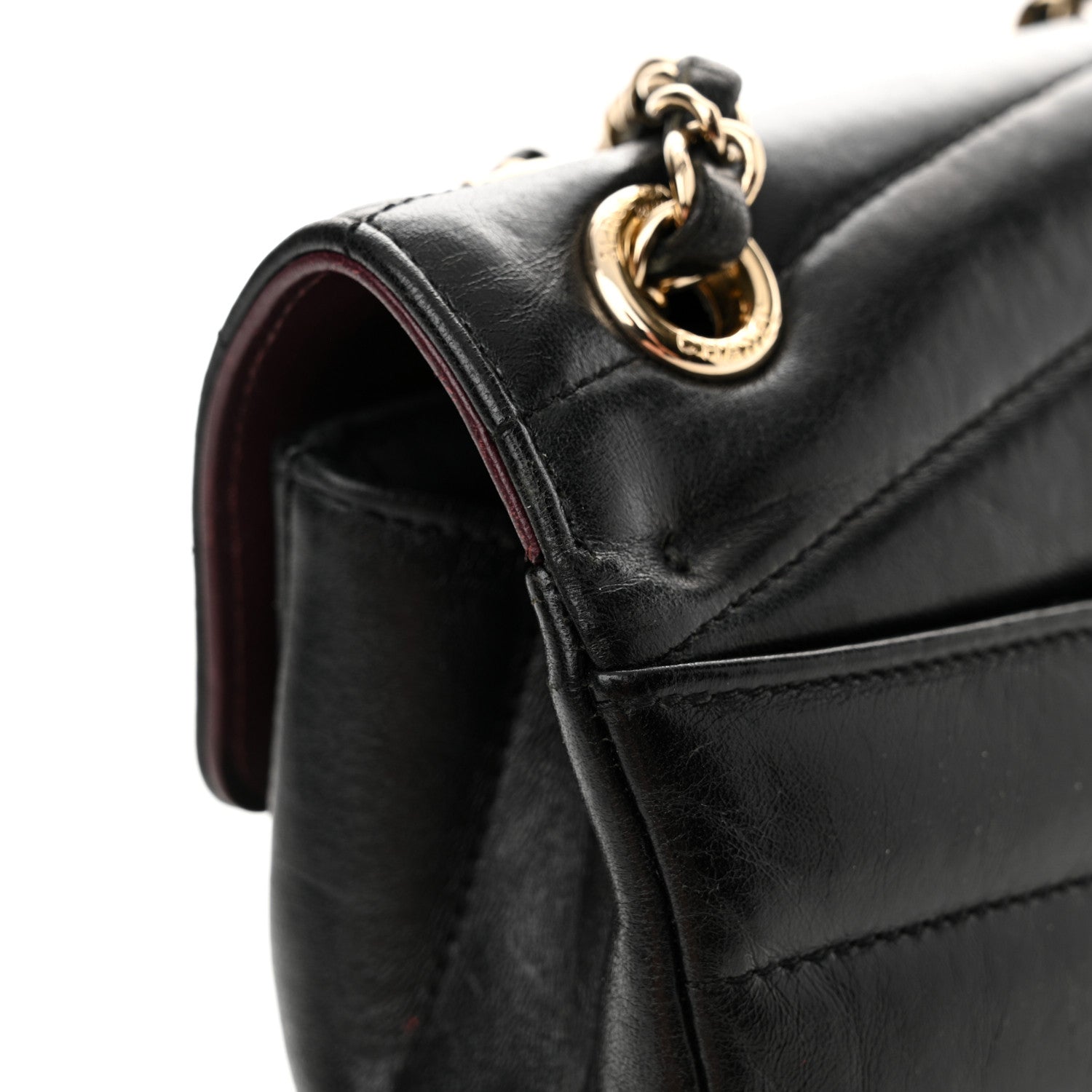 Chanel Shiny Lambskin Quilted Small Chevron Miroir Black 19 of 19
