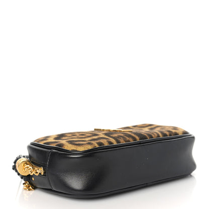 Saint Laurent Canvas Calfskin Leopard Print Monogram Mini Lou Camera Bag Brown 4 of 9