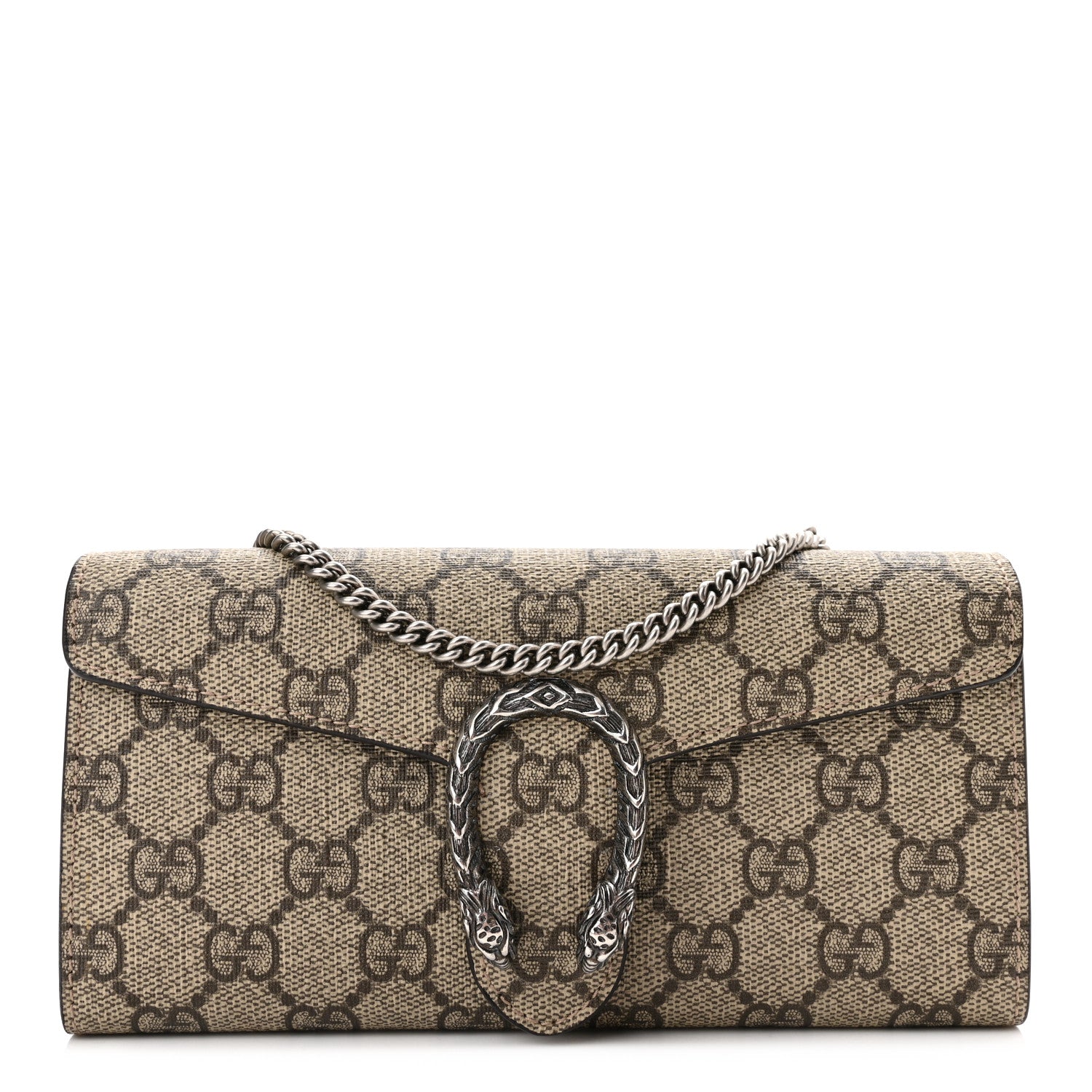 Gucci GG Supreme Monogram Dionysus Chain Clutch Wallet Beige Taupe 1 of 9