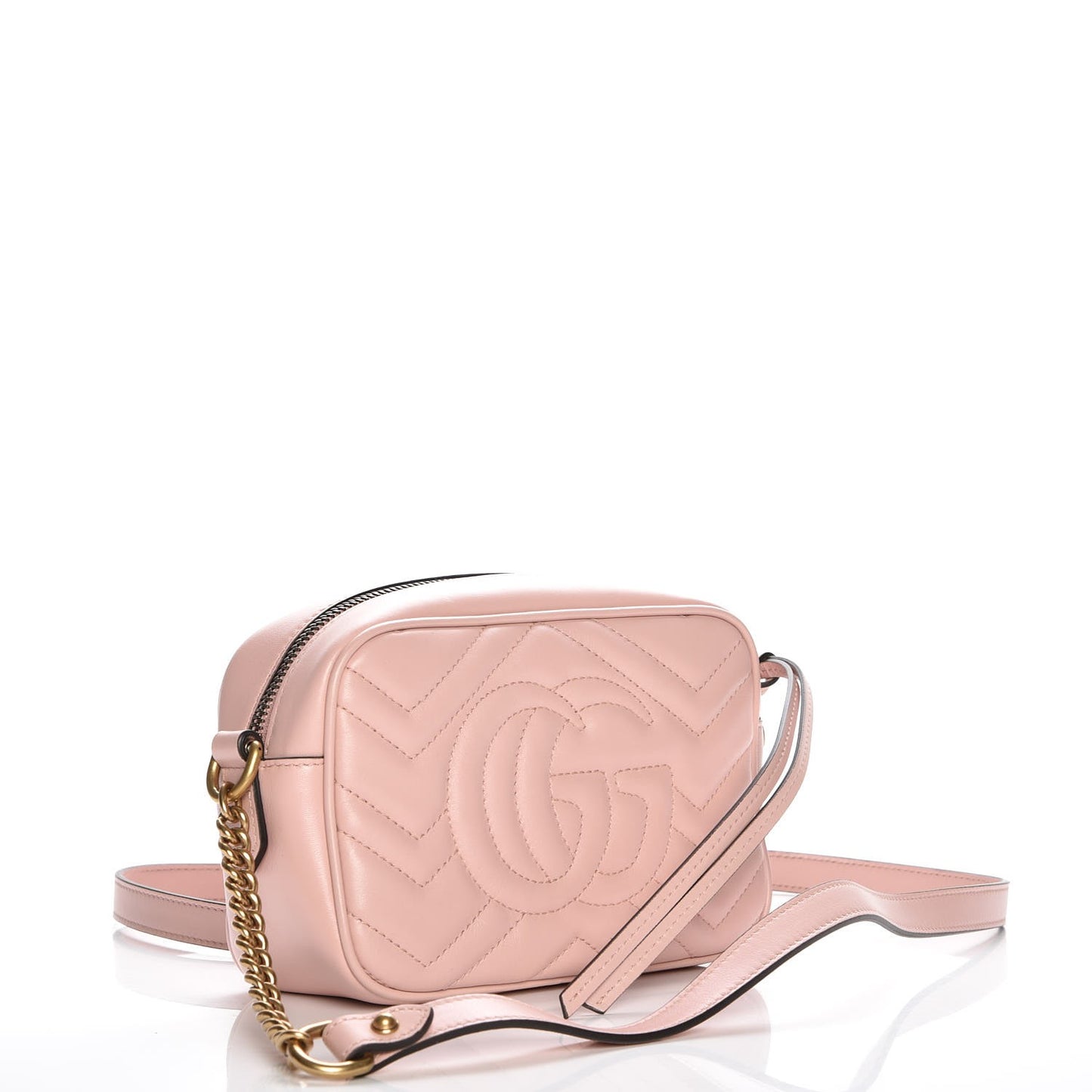 Calfskin Matelasse Mini GG Marmont Chain Shoulder Bag Perfect Pink