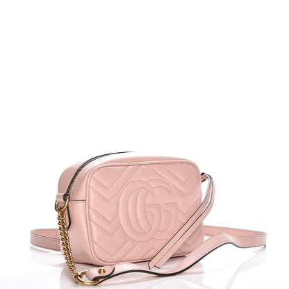 Gucci Calfskin Matelasse Mini GG Marmont Chain Shoulder Bag Perfect Pink 3 of 7