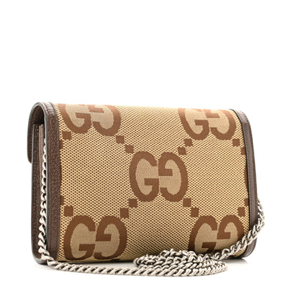 Gucci Monogram Jumbo GG Textured Dollar Calfskin Mini Dionysus Chain Wallet Camel Ebony New Acero 3 of 13