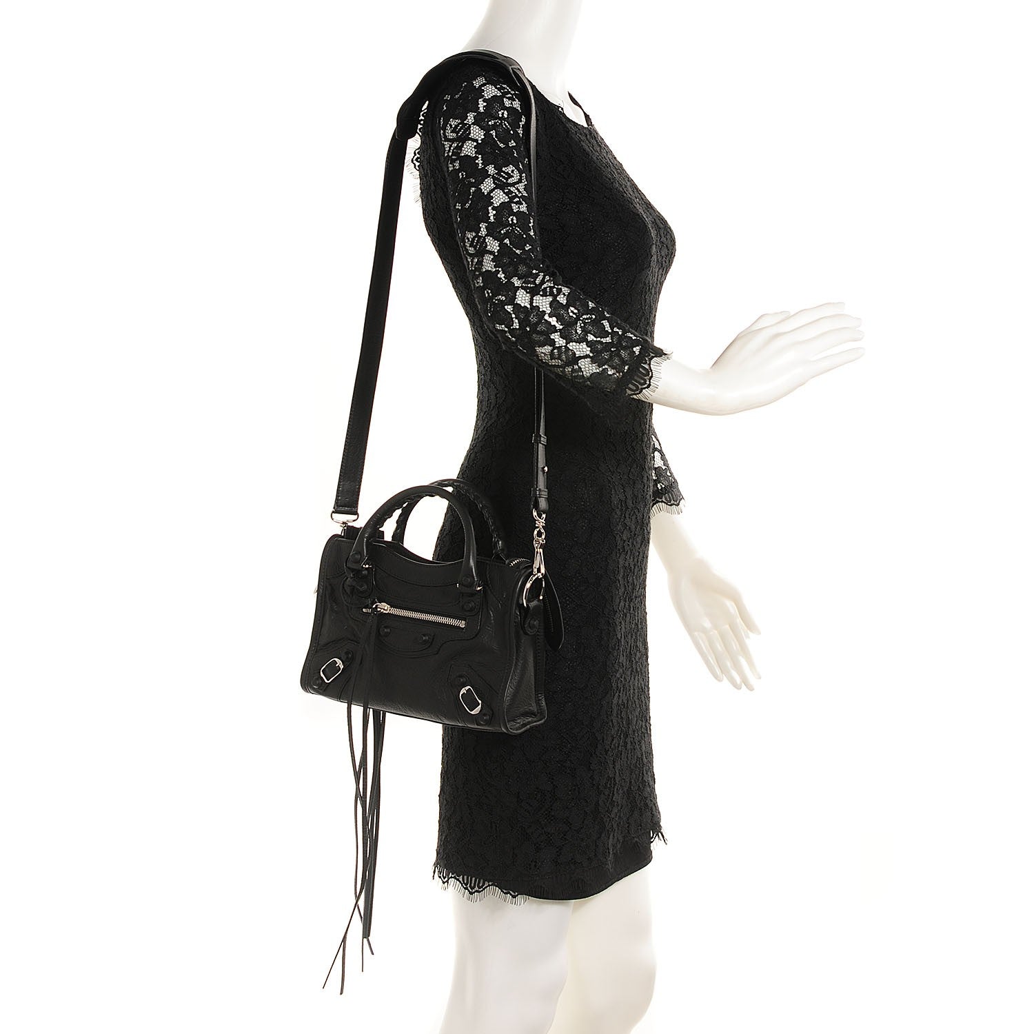 Balenciaga Matte Goatskin Rubber Covered Classic Hardware Mini City Black 2 of 12