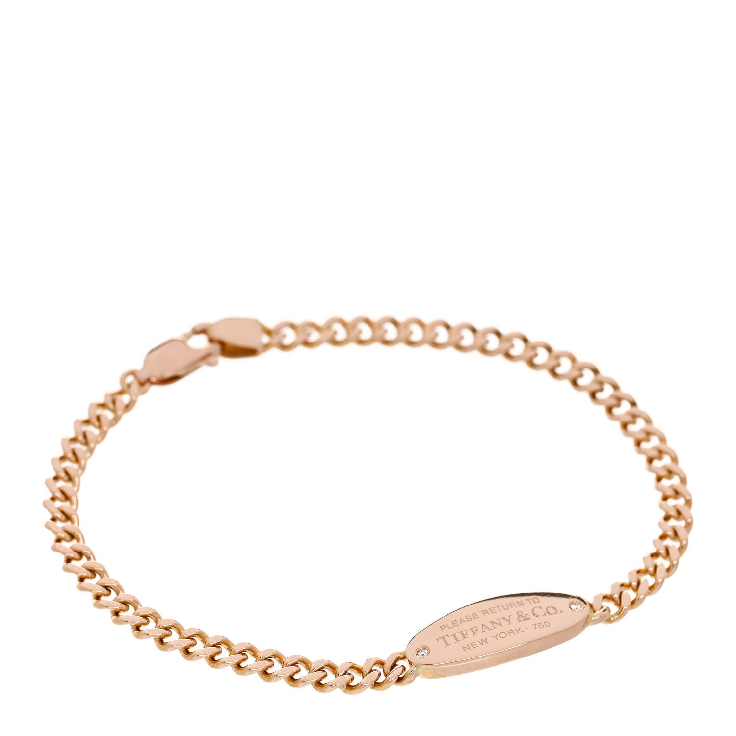 Tiffany 18K Rose Gold Diamond Return To Tiffany Oval ID Bracelet 1 of 3