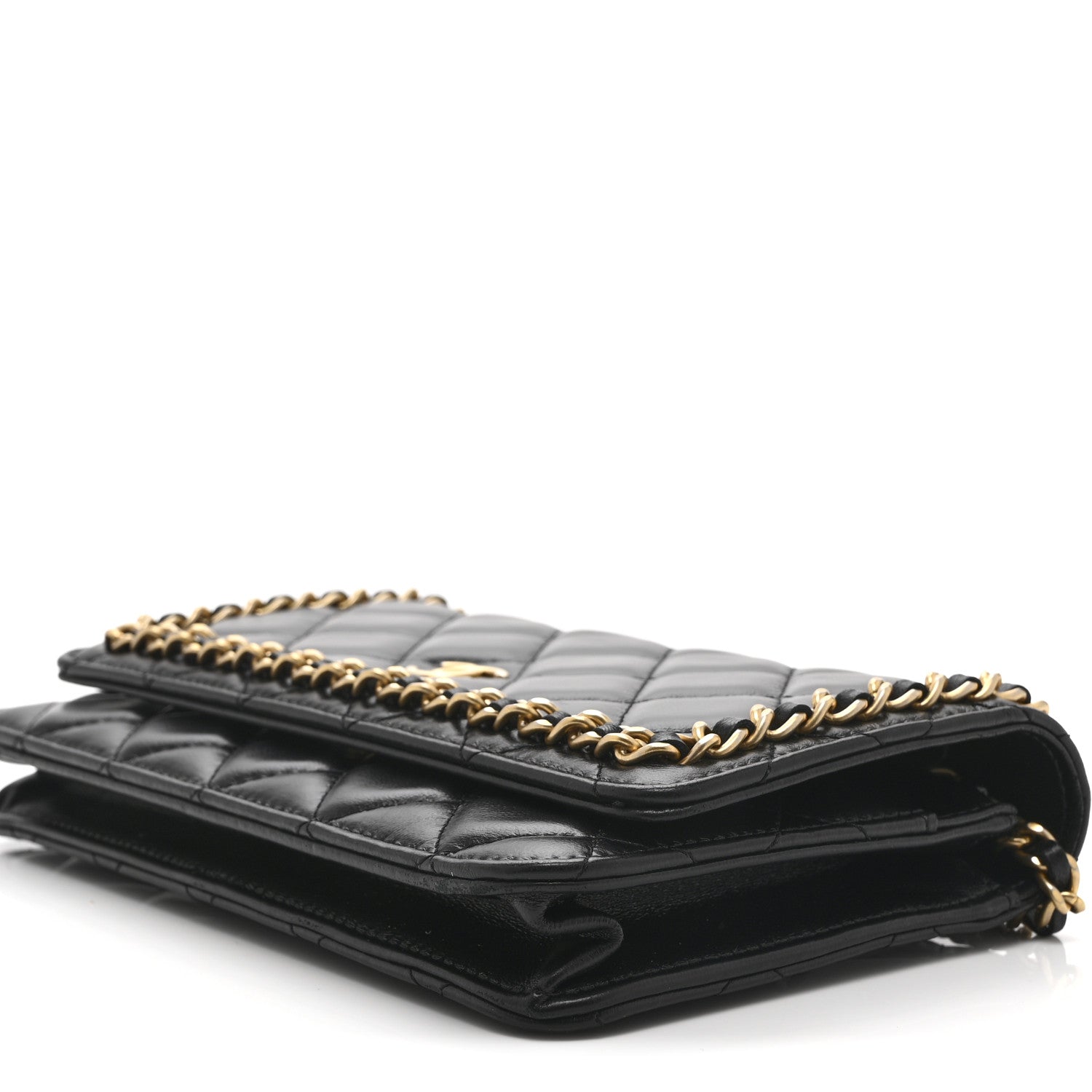 Chanel Lambskin Quilted Chain Around Wallet On Chain WOC Black 10 of 11