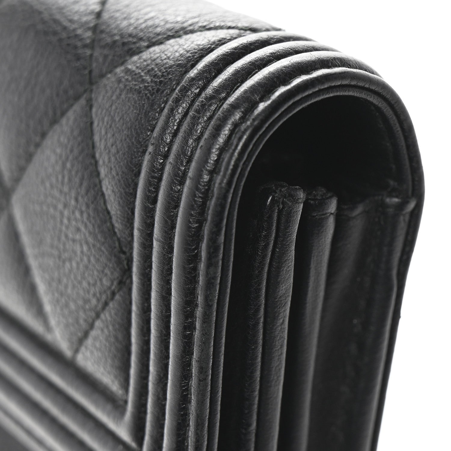 Chanel Calfskin Quilted Large Boy Gusset Flap Wallet Black 12 of 12