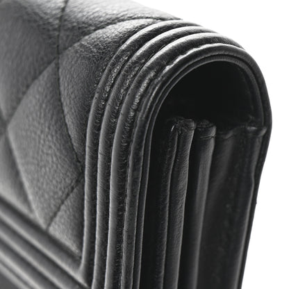 Chanel Calfskin Quilted Large Boy Gusset Flap Wallet Black 12 of 12