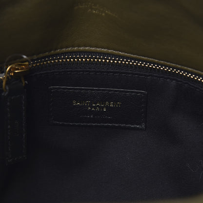 Saint Laurent Lambskin Quilted Medium Loulou Puffer Monogram Chain Satchel Seaweed 6 of 11