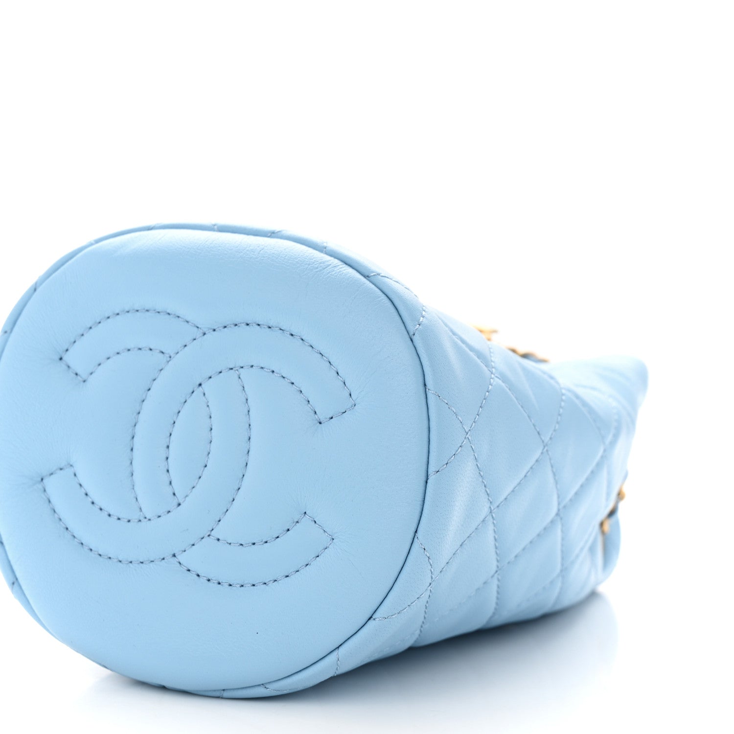 Chanel Lambskin Quilted Pearl Crush Drawstring Bag Light Blue 10 of 11