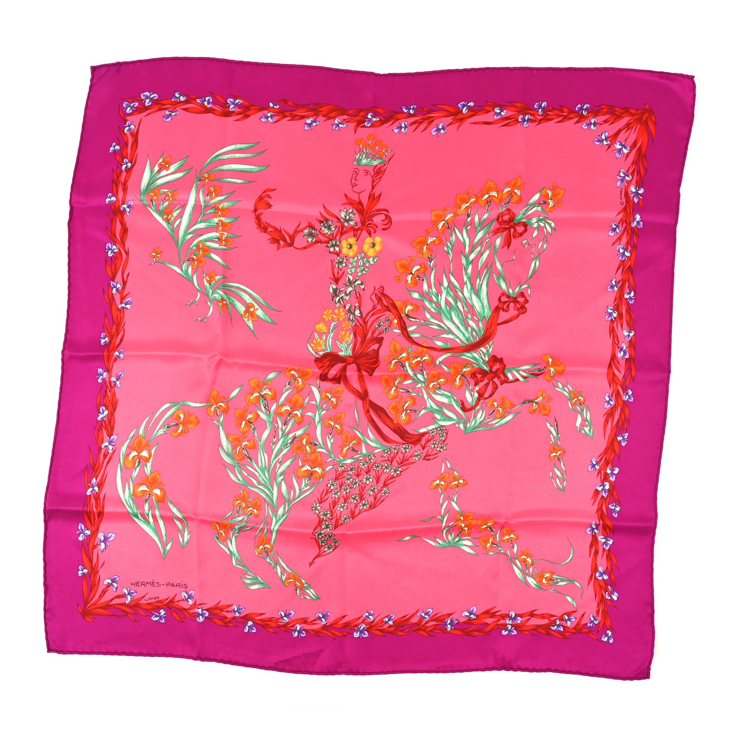 Hermes Silk Cheval Fleuri Scarf 90 1 of 4
