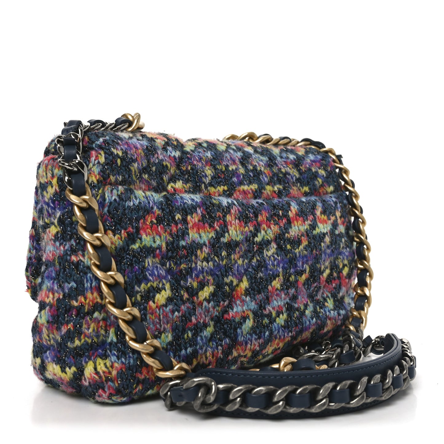 Tweed Quilted Medium Chanel 19 Flap Dark Multicolor