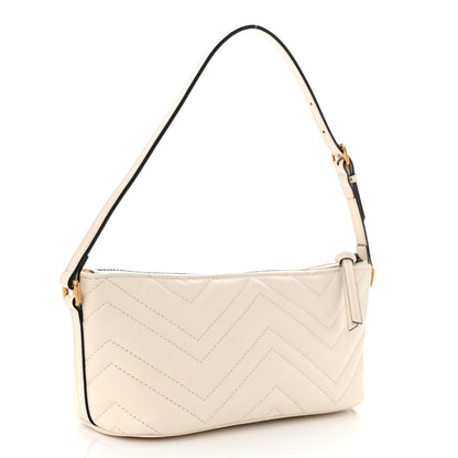 Gucci Calfskin Matelasse Chevron GG Marmont Sling Shoulder Bag Mystic White 3 of 10
