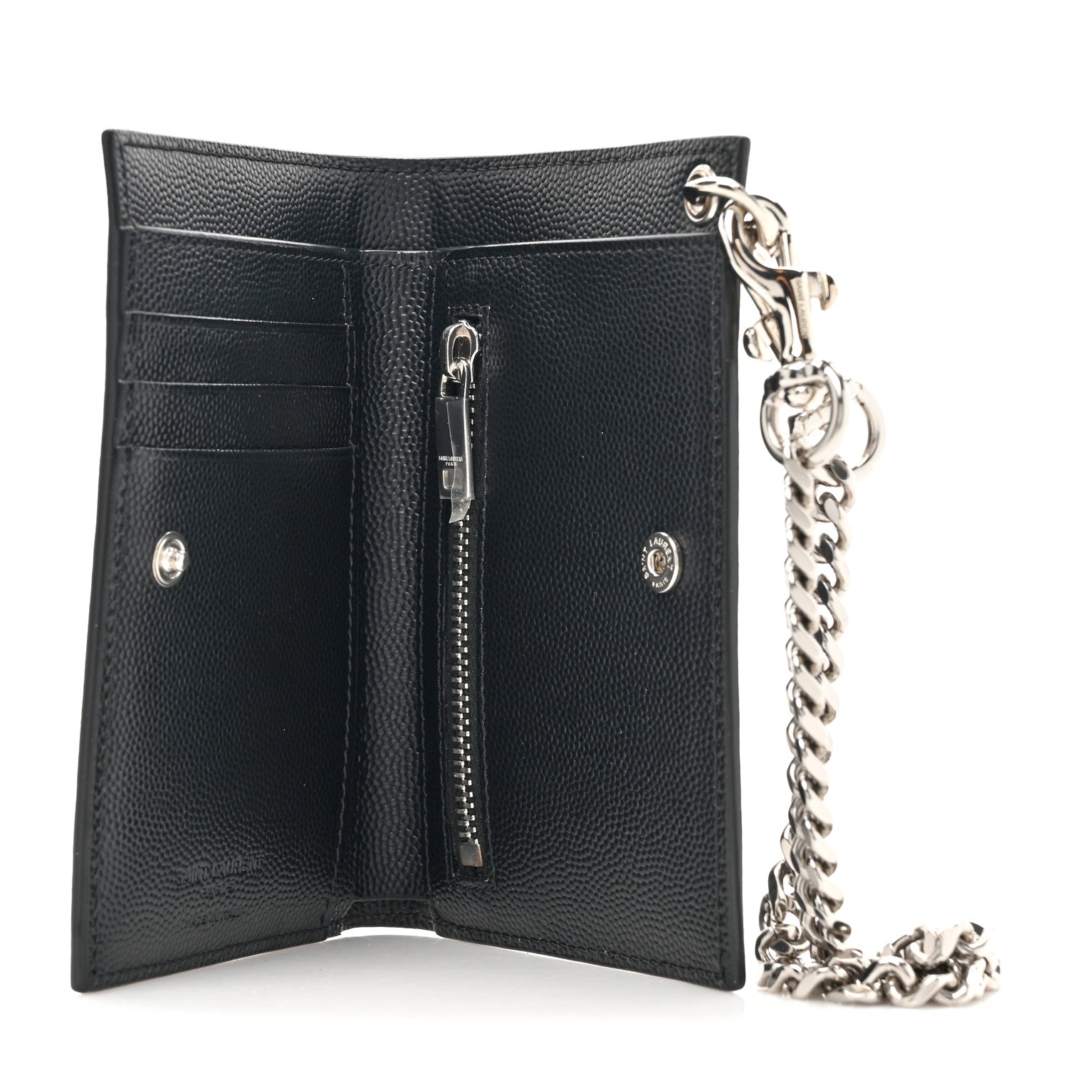 Saint Laurent Grain De Poudre North South Chain Wallet Black 5 of 9