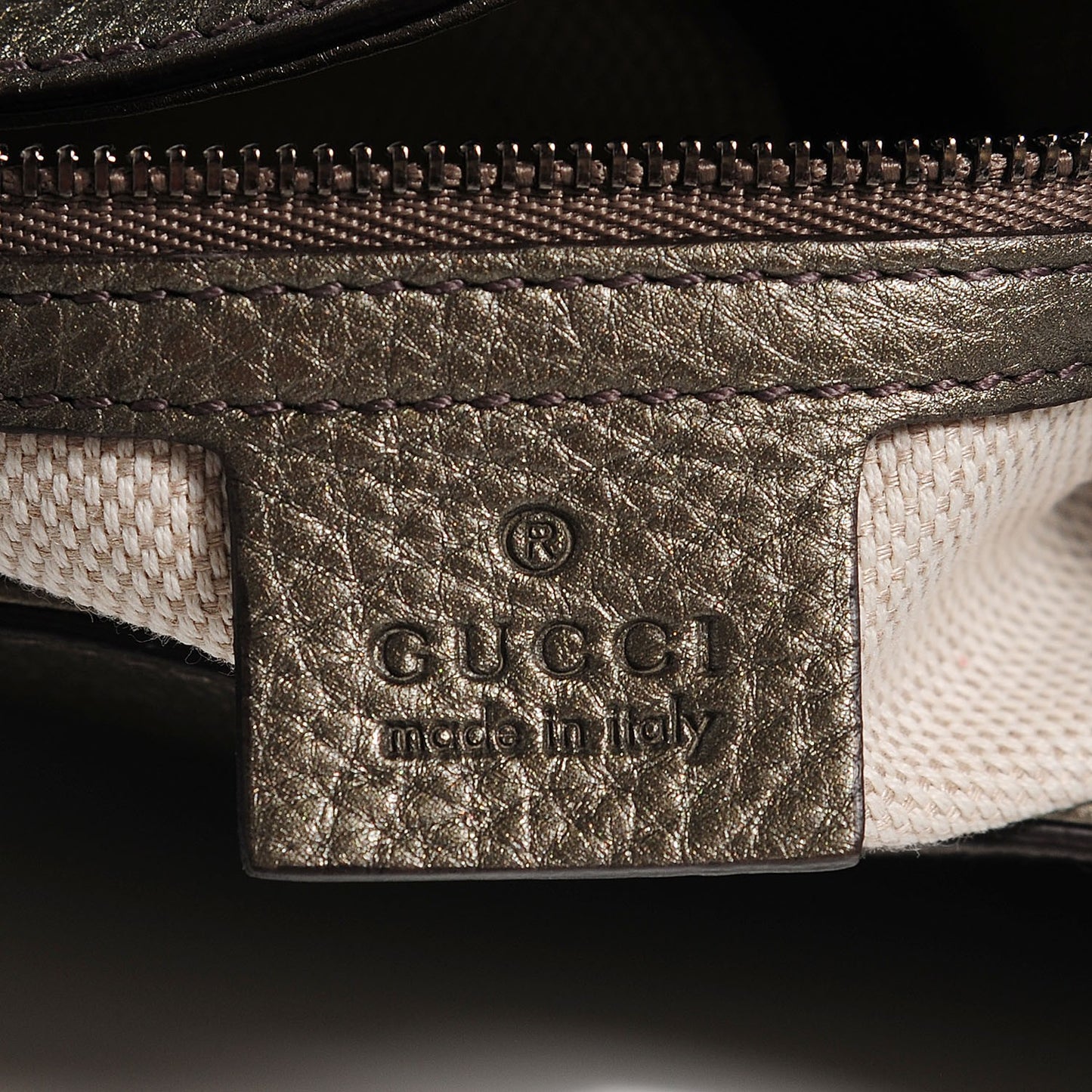 Metallic Pebbled Calfskin Medium Soho Shoulder Bag Sasso