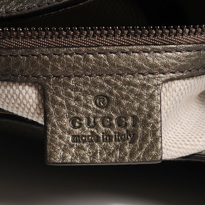 Gucci Metallic Pebbled Calfskin Medium Soho Shoulder Bag Sasso 6 of 9