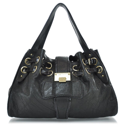 Jimmy Choo Biker Leather Elaphe Snakeskin Trim Ramona Black 1 of 10