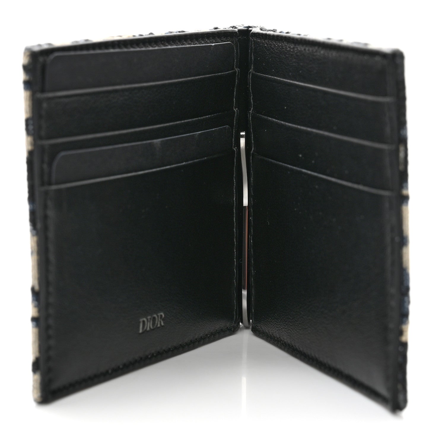Christian Dior Oblique Bill Clip Wallet Beige Black 5 of 9