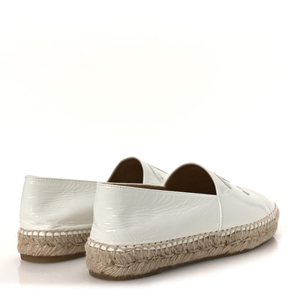 Chanel Distressed Patent CC Espadrilles 38 White Silver 5 of 11