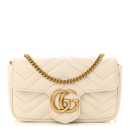 Gucci Calfskin Matelasse Super Mini GG Marmont Shoulder Bag White 1 of 10
