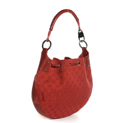 Gucci Monogram Drawstring Hobo Red 3 of 7