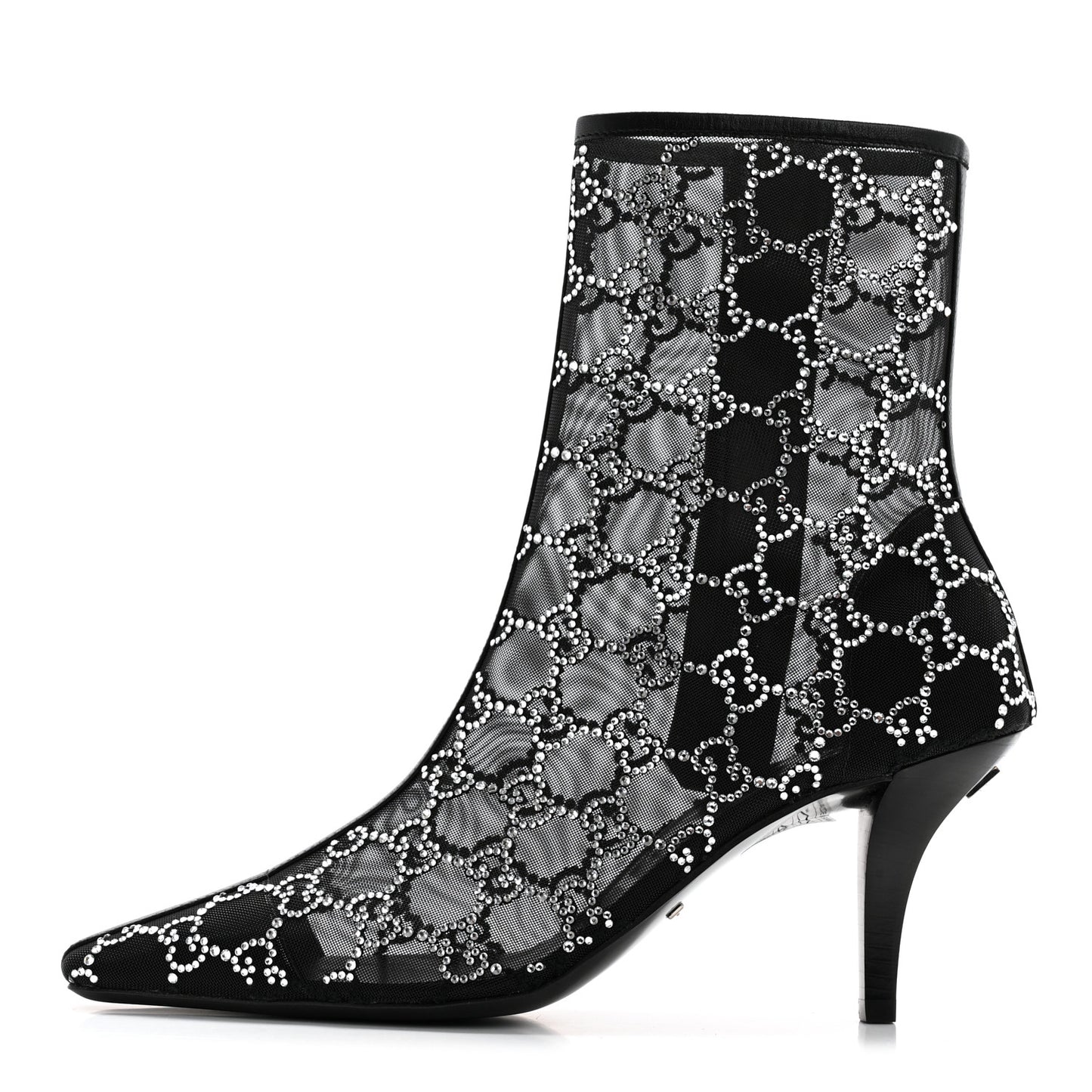 Tela Retino Kid Scamosciato Crystal GG Monogram Square Demi Boot 37 Black