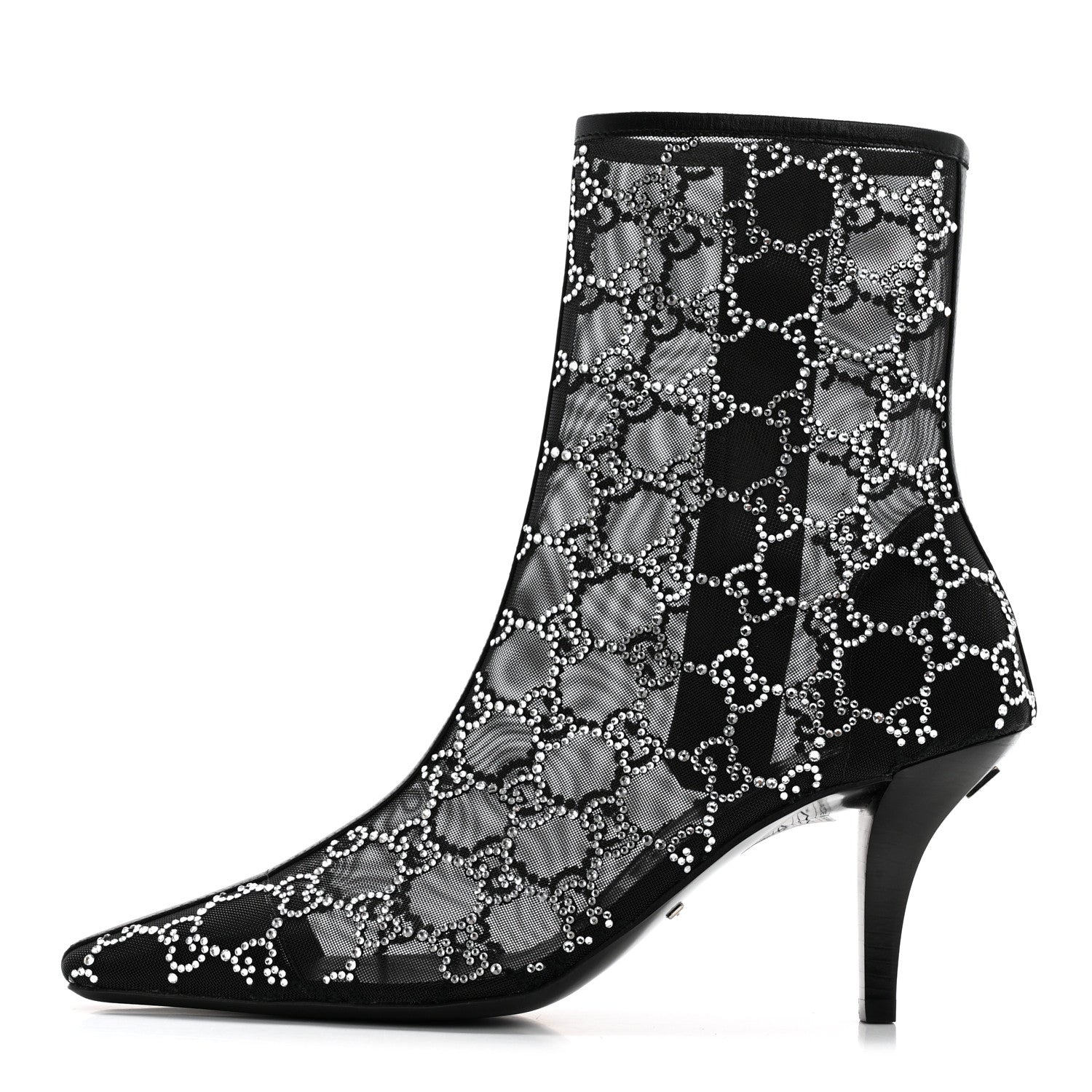 Gucci Tela Retino Kid Scamosciato Crystal GG Monogram Square Demi Boot 37 Black 1 of 8
