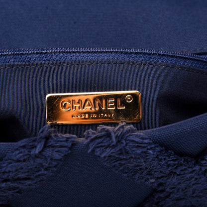 Chanel Cotton Canvas Quilted Medium Chanel 19 Flap Navy Blue 6 of 10