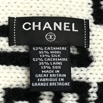 Chanel Cashmere Wool Silk CC Scarf Black White 3 of 3