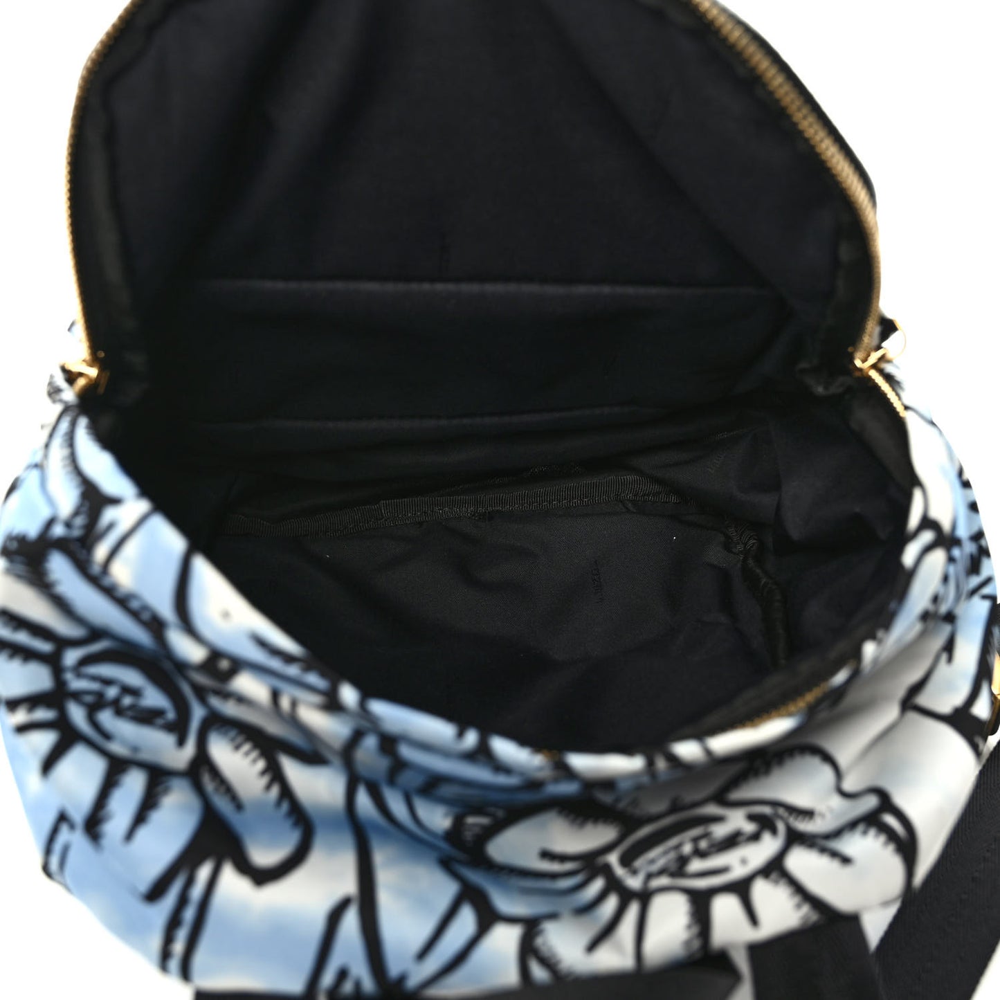 X JOSHUA VIDES Nylon Flower Clouds Print Pocket Backpack White Celeste Black
