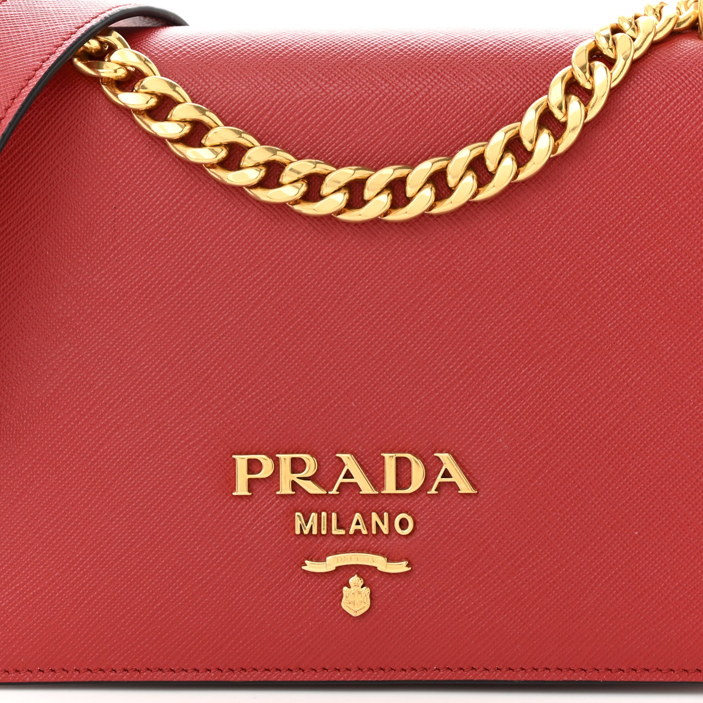 Saffiano Chain Shoulder Bag Fuoco