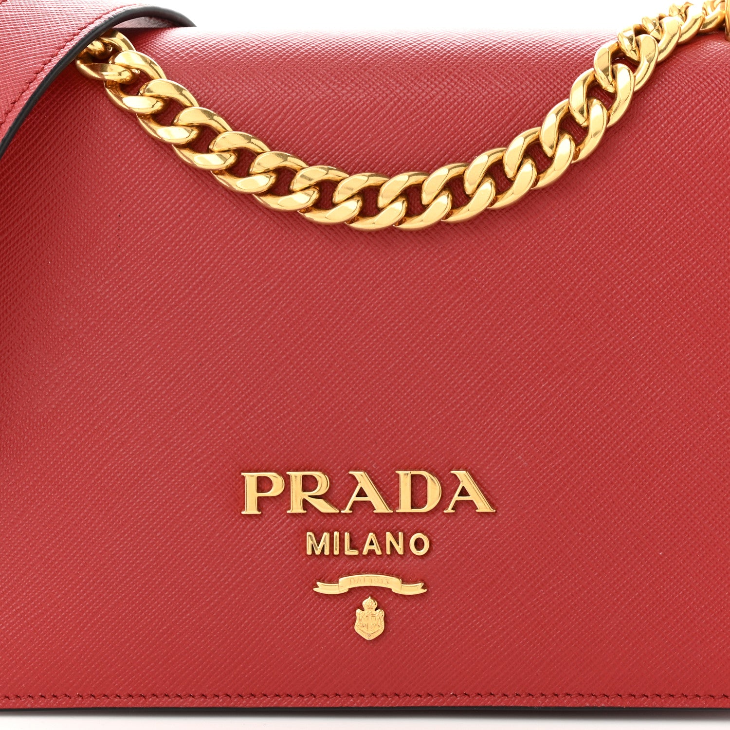Prada Saffiano Chain Shoulder Bag Fuoco 7 of 11