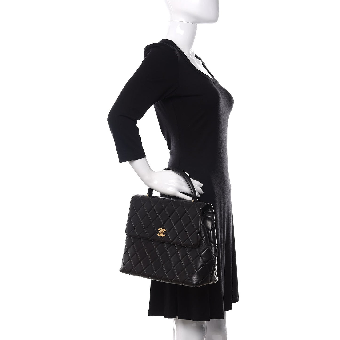 Lambskin Quilted Jumbo Kelly Flap Bag Black