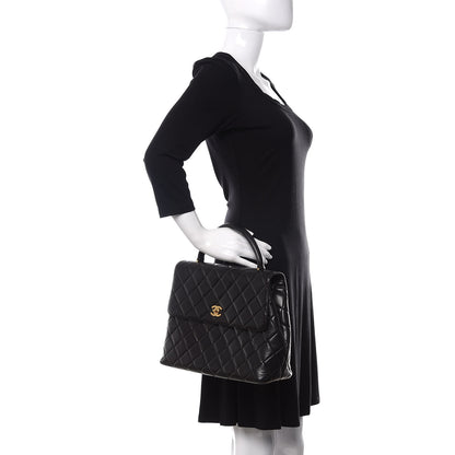 Chanel Lambskin Quilted Jumbo Kelly Flap Bag Black 2 of 22