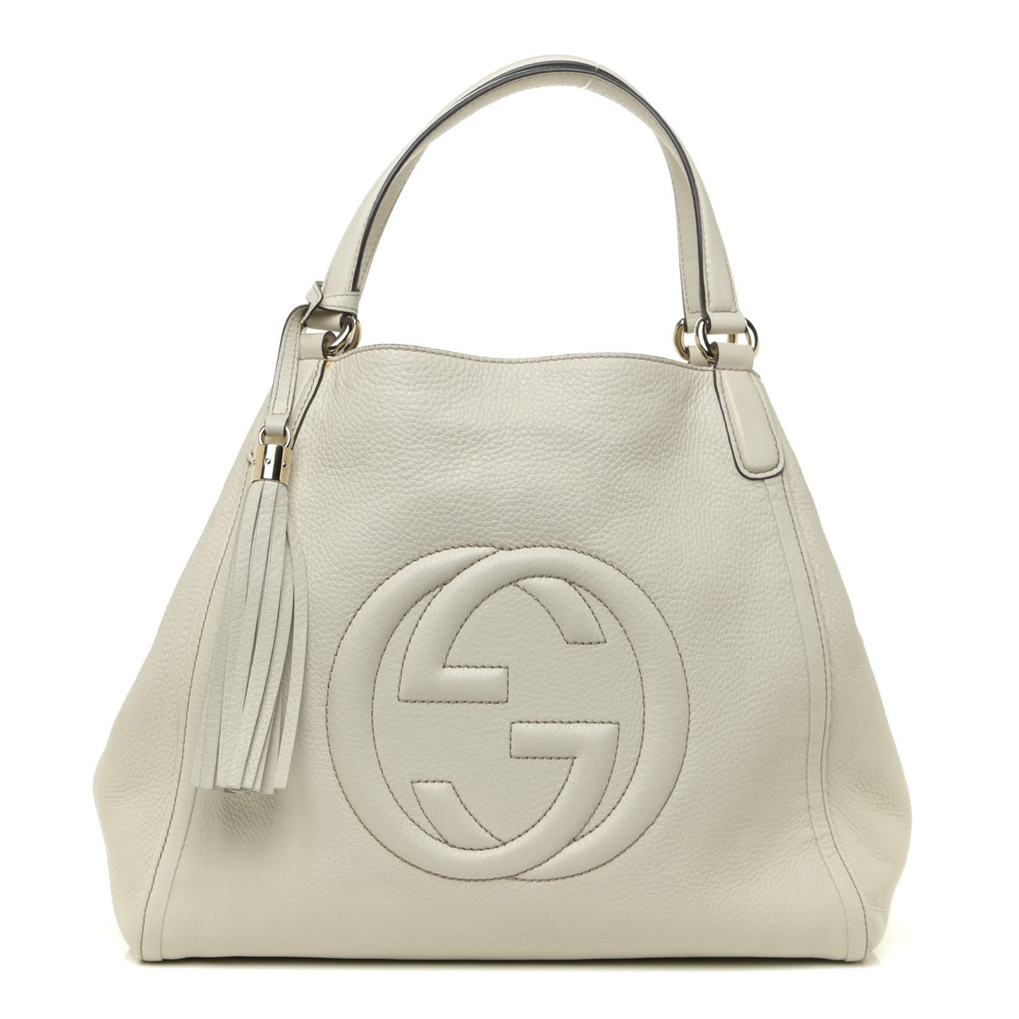 Pebbled Calfskin Medium Soho Shoulder Bag Off White