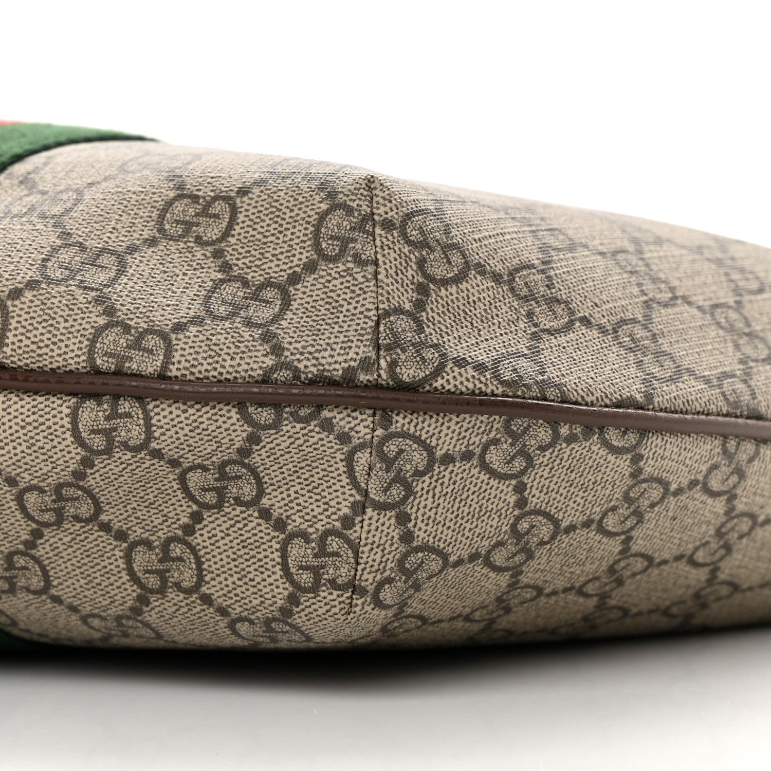 Gucci GG Supreme Monogram Textured Dollar Calfskin Web Small Ophidia Half Moon Hobo Beige Ebony New Acero 10 of 14
