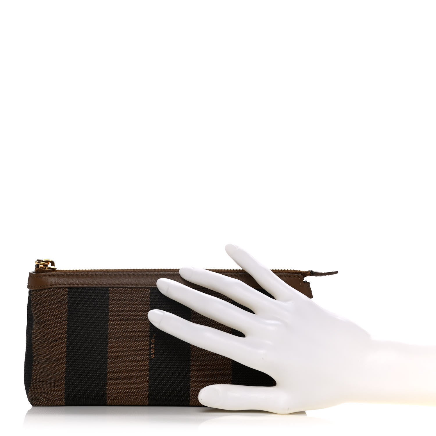 Fendi Pequin Vitello Pouch Tobacco Foresta 2 of 13