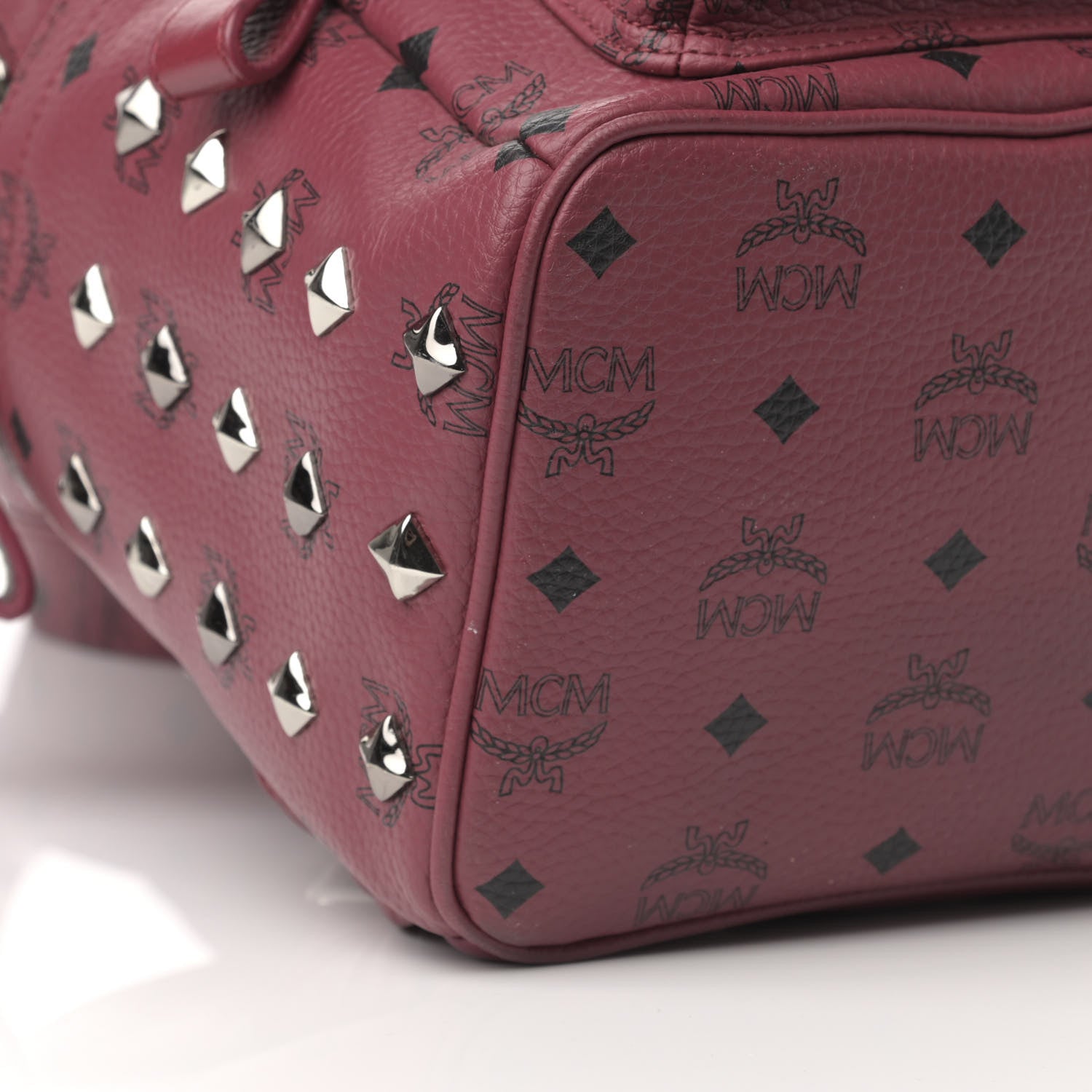 MCM Visetos Studded Medium Stark Backpack Scooter Red 9 of 12