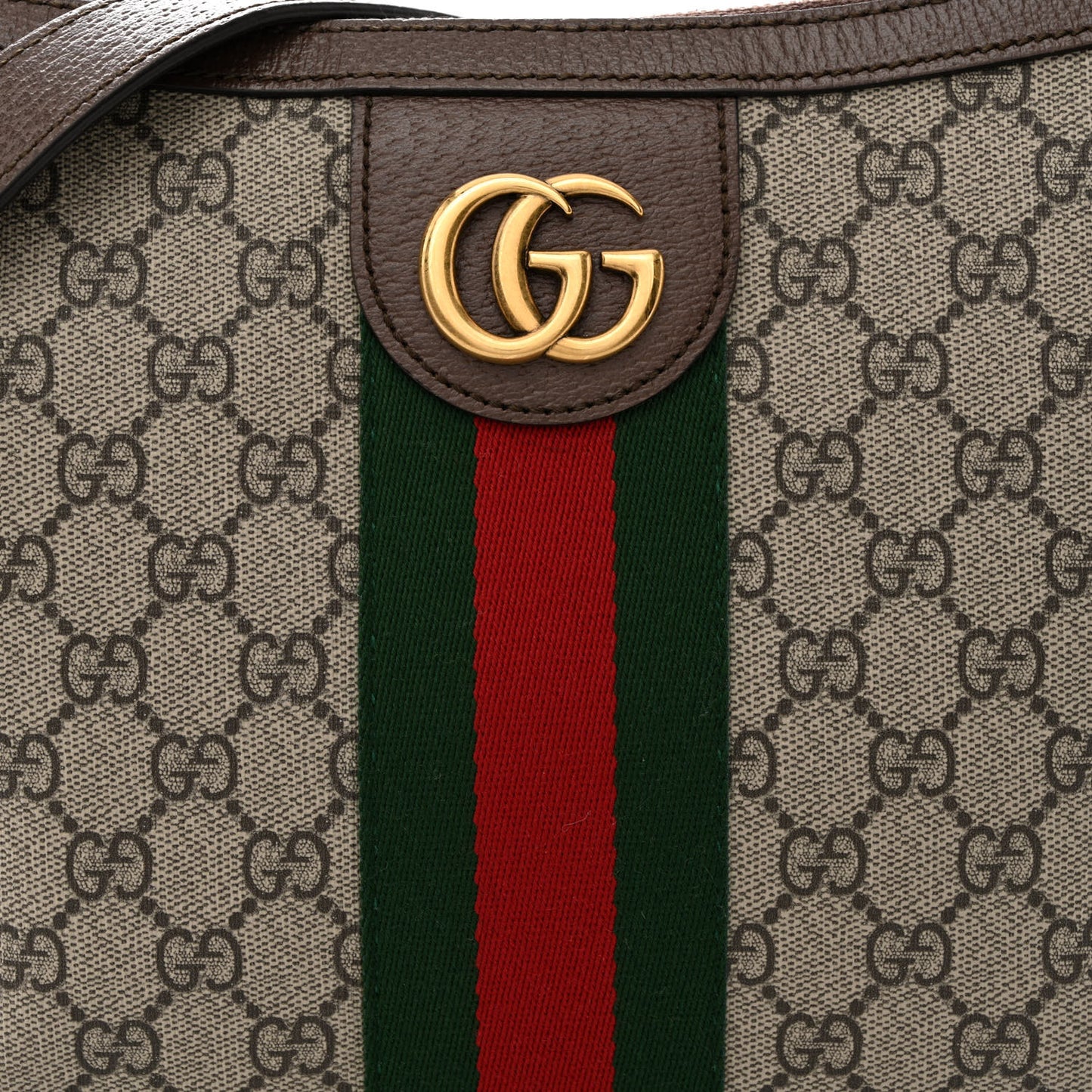 GG Supreme Monogram Web Small Ophidia Half Moon Hobo Brown