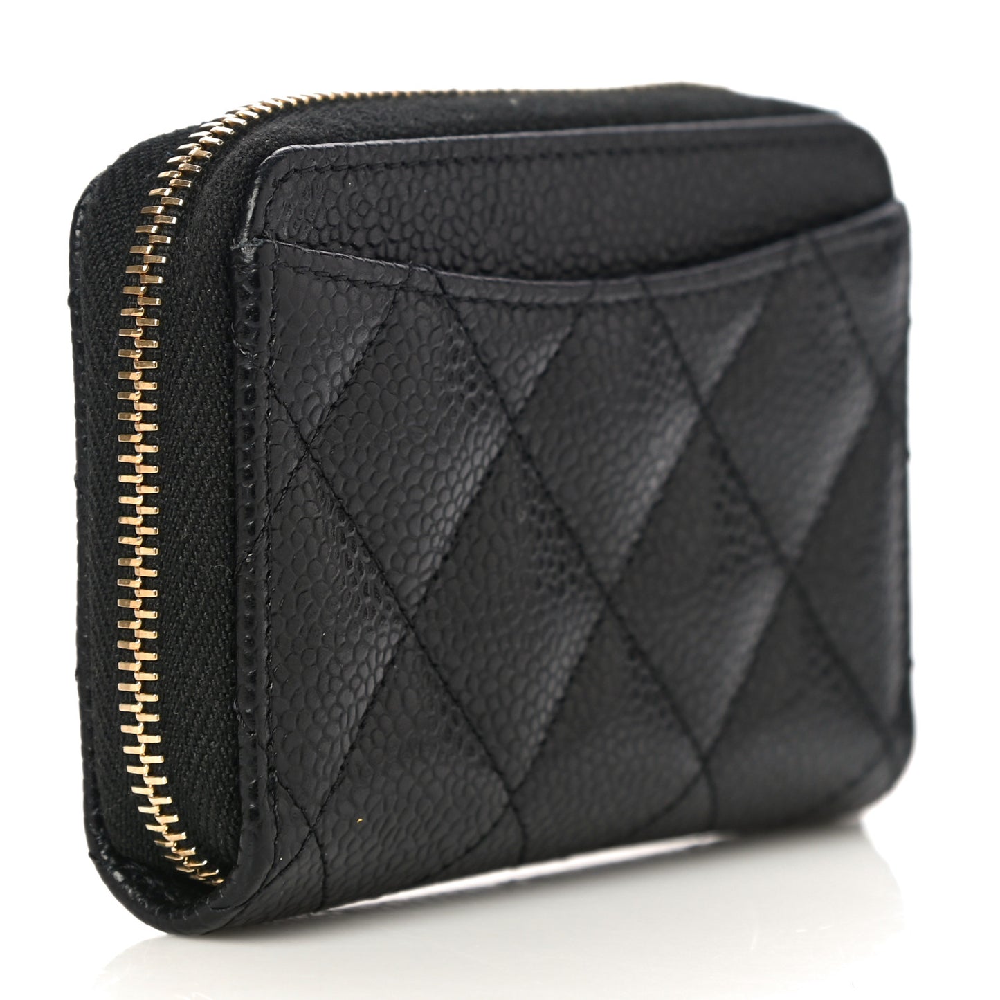 Caviar Quilted Zip Coin Purse Black