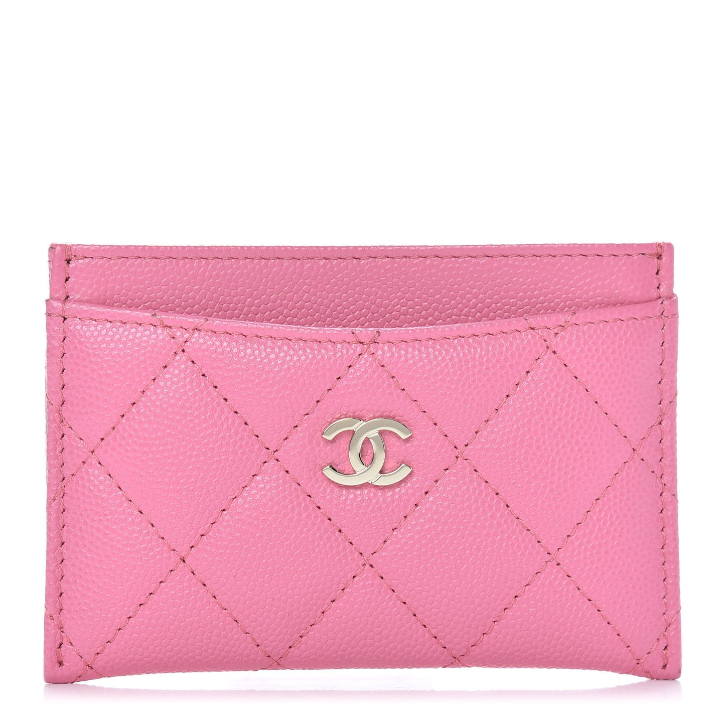 Caviar Quilted Card Holder Pink