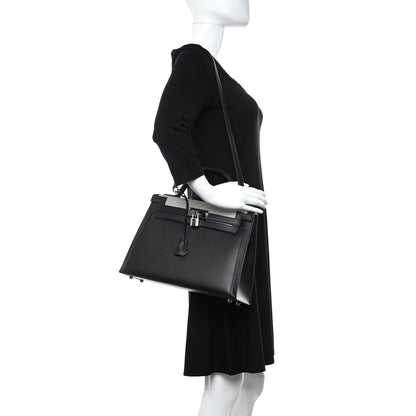 Hermes Berline Toile Swift Kelly Sellier 32 Black Ecru 2 of 10