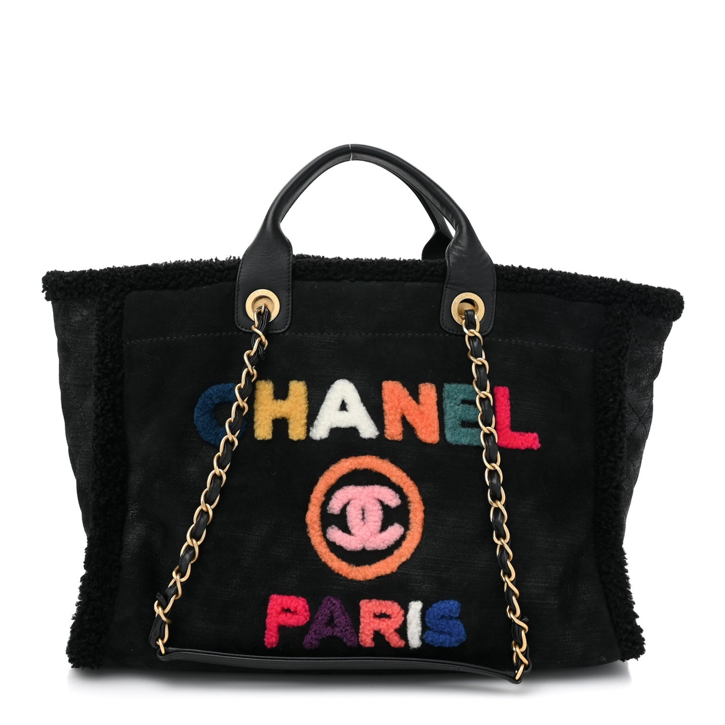 Shearling Medium Deauville Tote Black